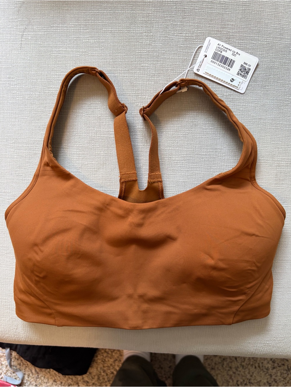 Lululemon All Powered Up Bra in Rust Orange